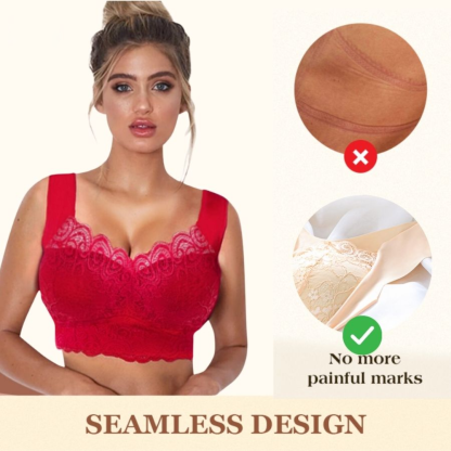 Nahtloser Kabellos Push-Up-Spitzen-BH Übergröße für Damen