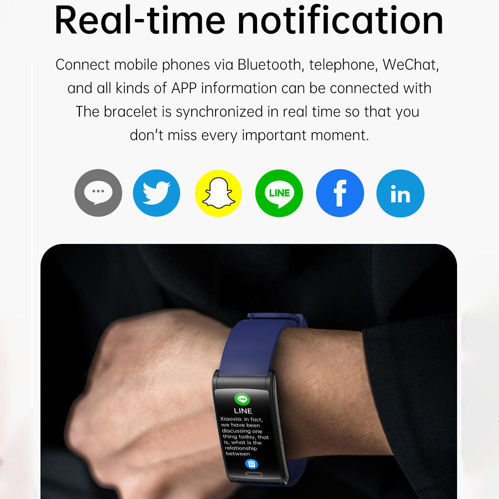 BCBEARSCOME BCE600 3-Kanal-EKG HRV Blutzucker Blutdruck Blutsauerstoff Schlaferkennung HD Bluetooth Smart Armband