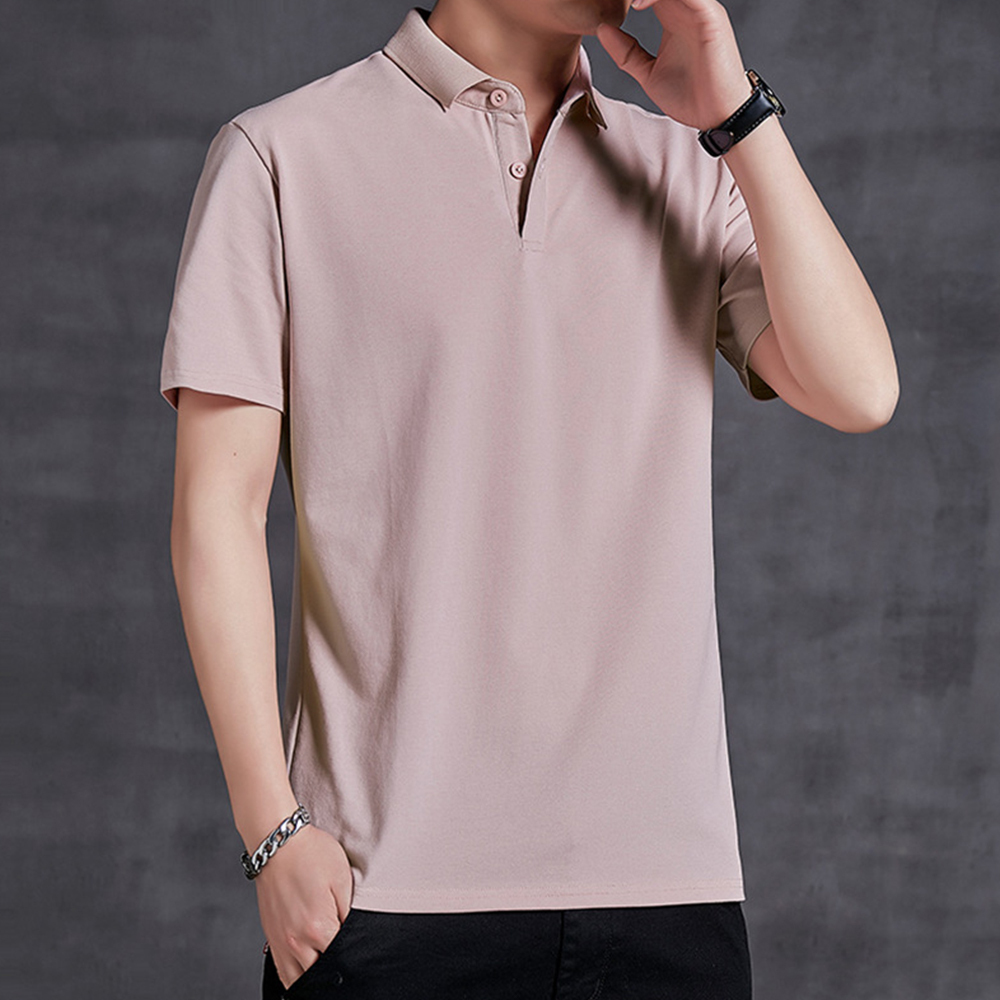 Therling™ POLO-Shirt für Herren, Revers, einfarbig, Business-Casual, kurze Ärmel