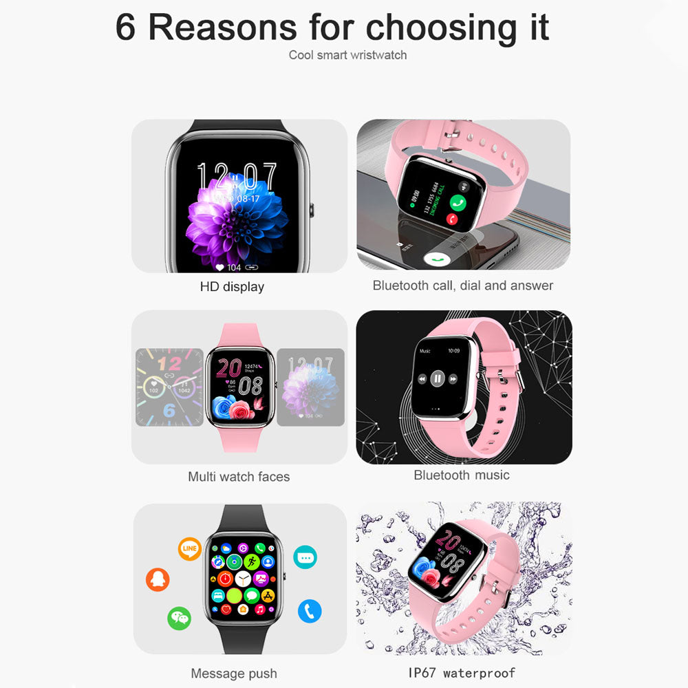 Weatsde Blutdruck Blutsauerstoff Blutzucker Überwachung Bluetooth Sprechen Musik abspielen Gesundheit Wasserdichte Smartwatch