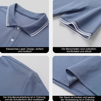 Therling™ POLO-Shirt für Herren, Revers, einfarbig, Business-Casual, kurze Ärmel