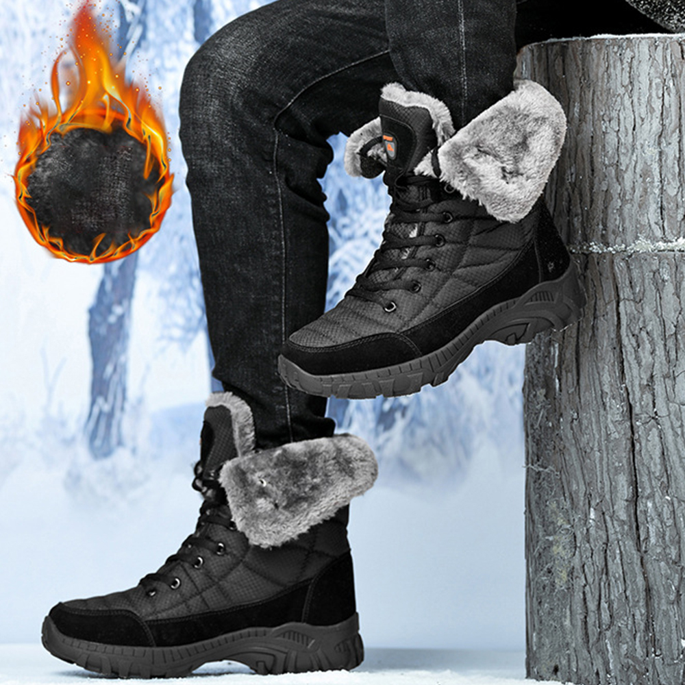 Lässige High-Top-Fleece-Baumwollstiefel für Herren