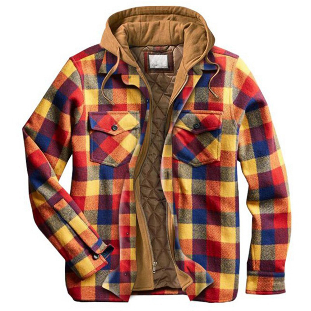  Herrenjacke voller Persönlichkeit aus Fleece und dickem Farbmuster mit Karomuster