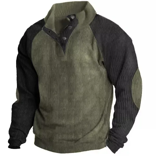 Lässiges Outdoor-Sweatshirt mit Raglanärmeln für Herren und Stehkragen