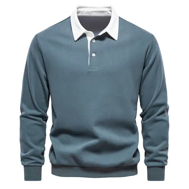 Neues Langarm-Revers-Poloshirt für Herren