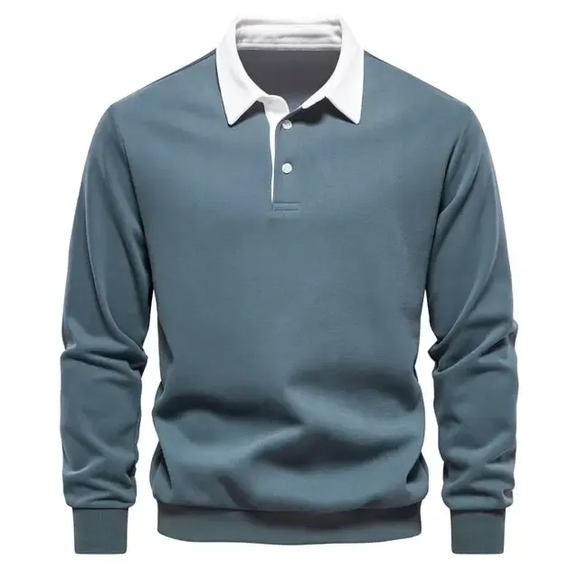 Neues Langarm-Revers-Poloshirt für Herren