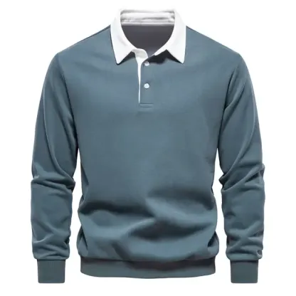 Neues Langarm-Revers-Poloshirt für Herren