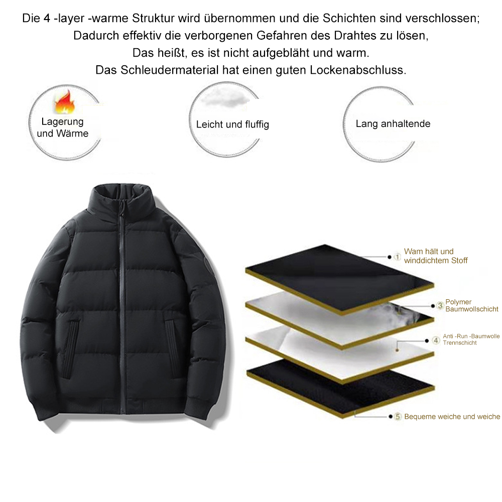  Neue Winterjacke für Herren mit Stehkragen sowie samtwarmer und modischer Baumwollmantel