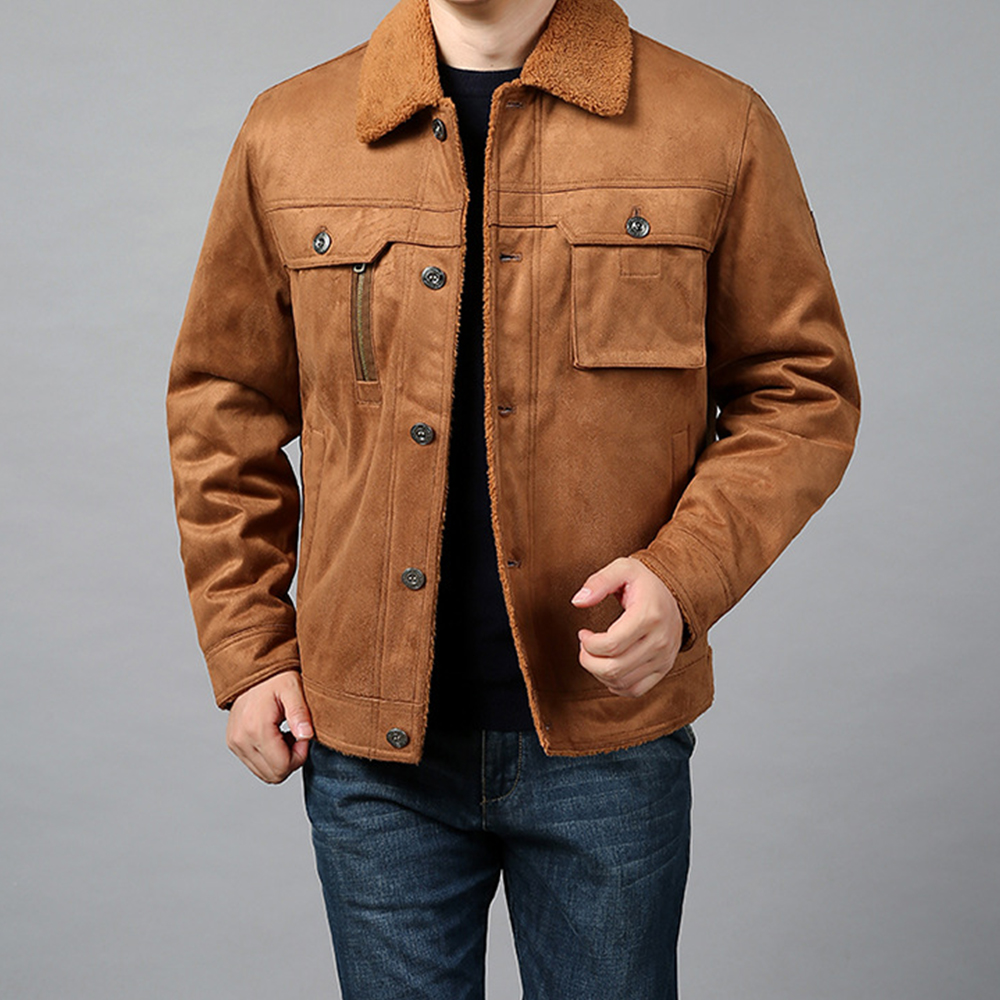  Herren-Winterjacke aus Plüsch-Wildleder