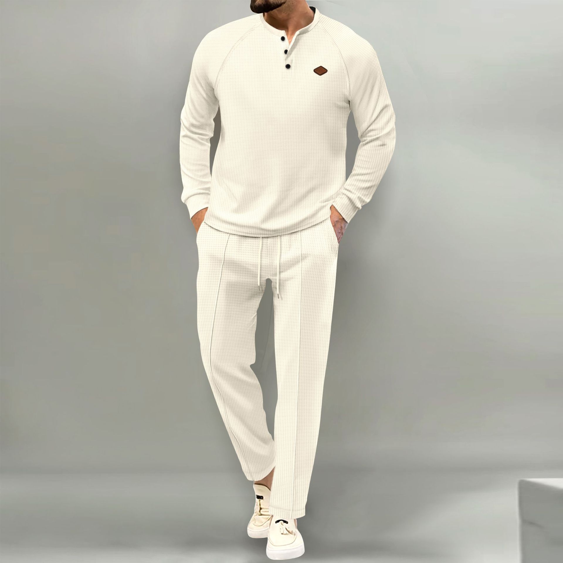 🎉April Specials -Letzten Tag Rabatt 🎁  - Neues Langarm-Poloshirt mit Waffelmuster für  Herren