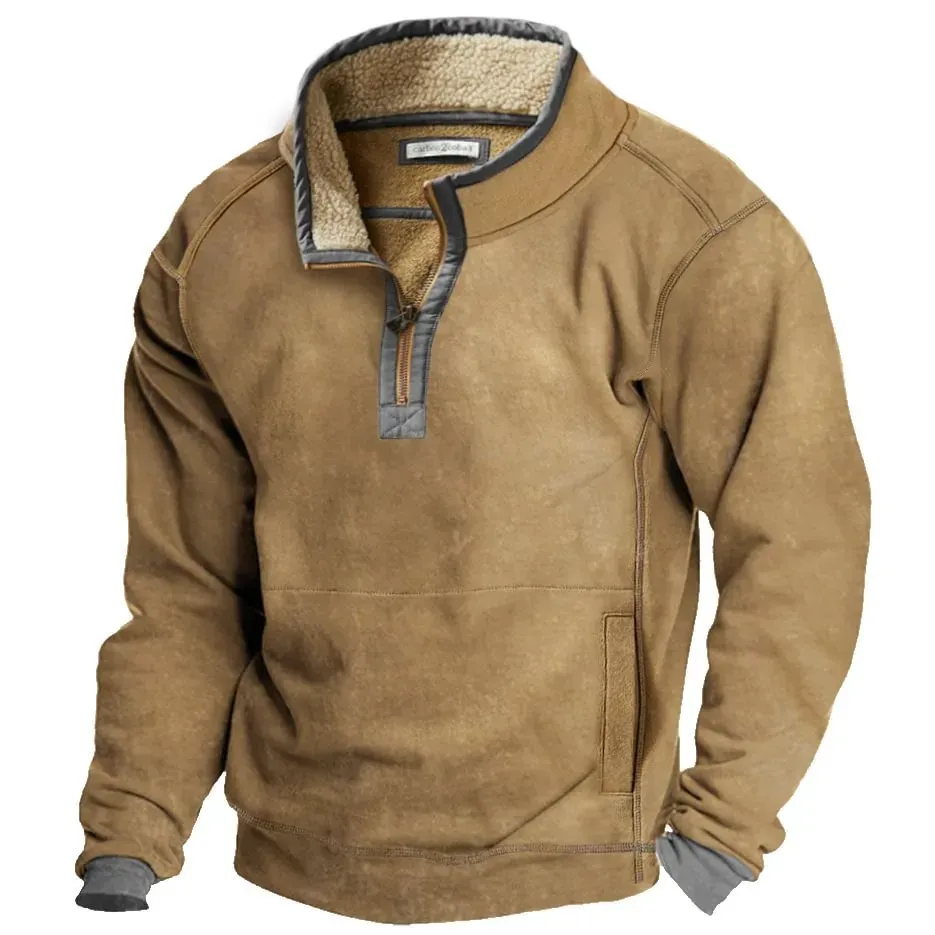 Lässiges Herren-Sweatshirt aus Kaschmir mit Stehkragen und Taschen