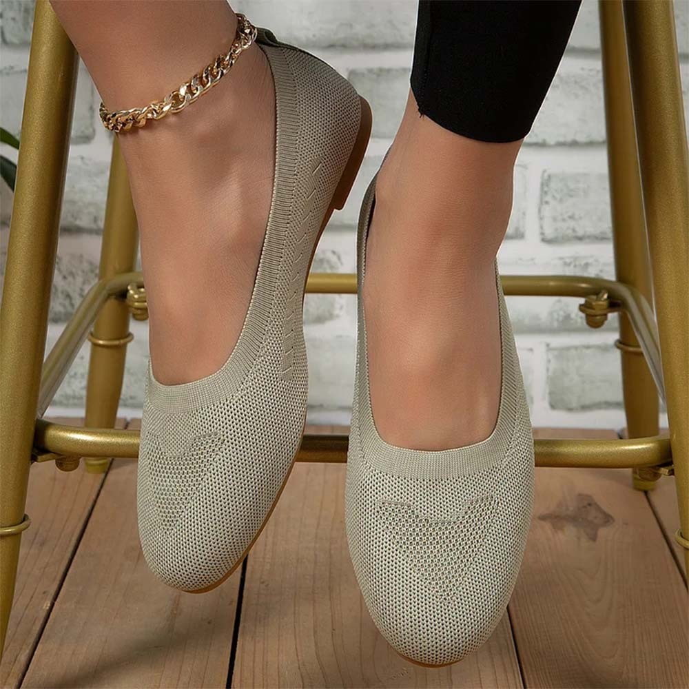 Gewebte, atmungsaktive, flache Freizeitschuhe für Damen
