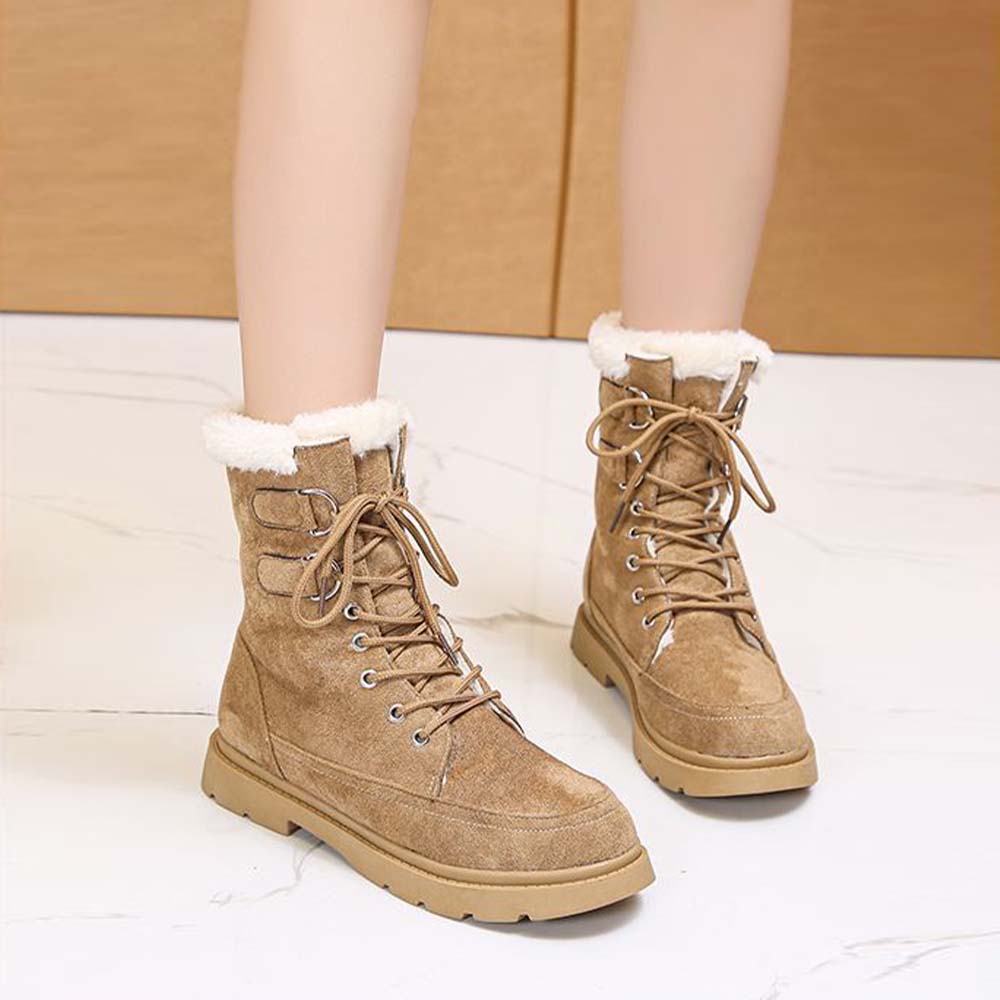 Neue warme und hoch geschnittene Fleece-Schneestiefel zum Schnüren