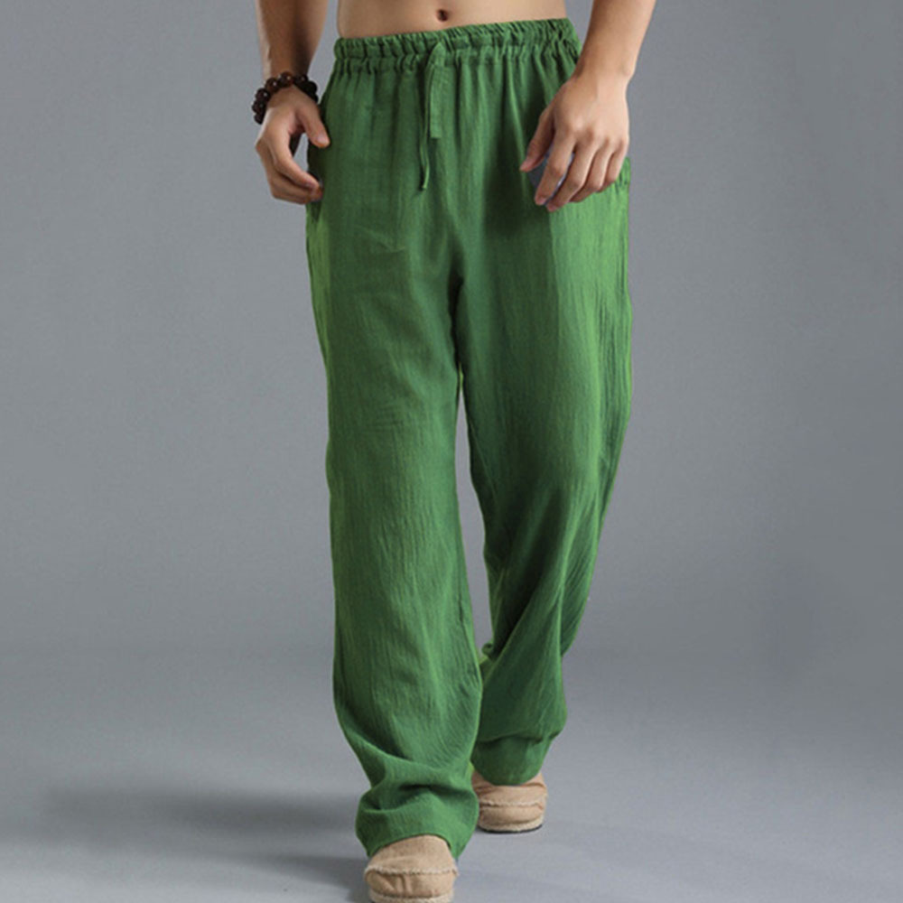 Herren-Sporthose, locker, lässig, Leinen, atmungsaktiv, für Herren