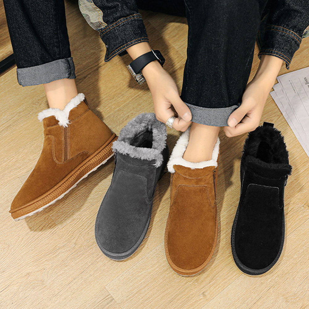 Rutschfeste, modische, warme Herren-Baumwollschuhe mit seitlichem Reißverschluss