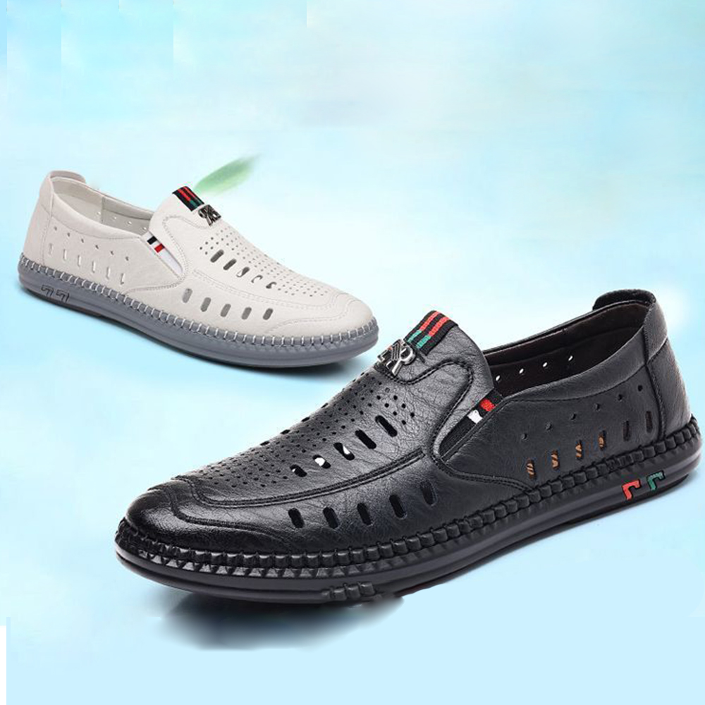 2024 neue Herren-Lochschuhe, lässige Ledersandalen