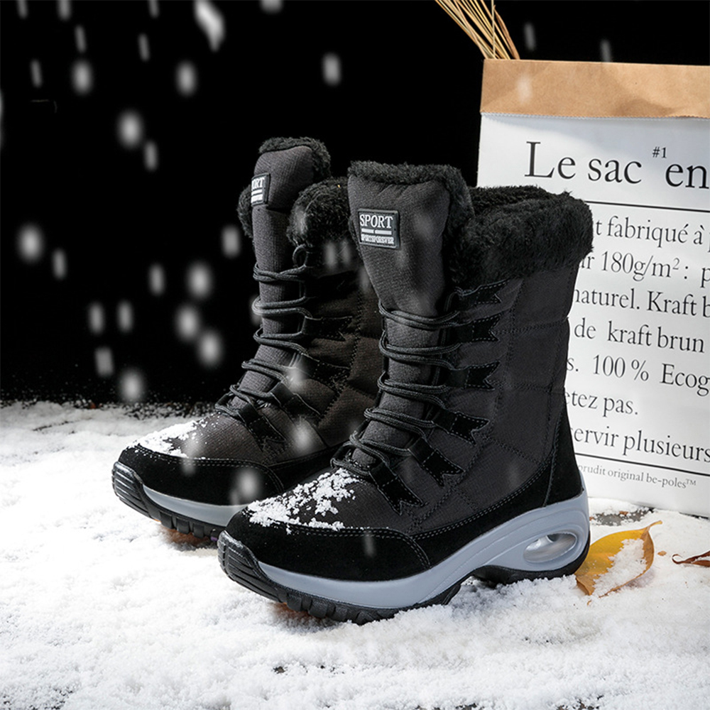 Hohe, rutschfeste Samt-Schneestiefel für Damen