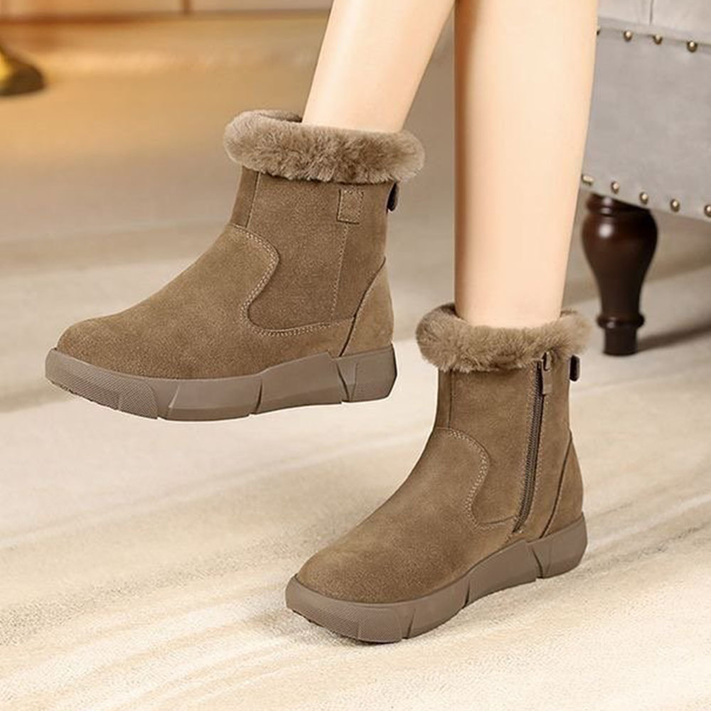 Damen-Schneestiefel mit verdicktem Reißverschluss aus Wintersamt