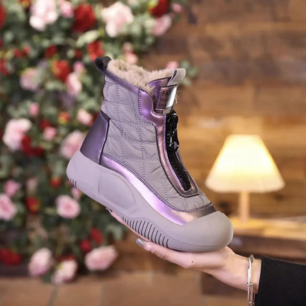 Neue Damen-Schneestiefel im Retro-Stil mit weicher Sohle und Samt