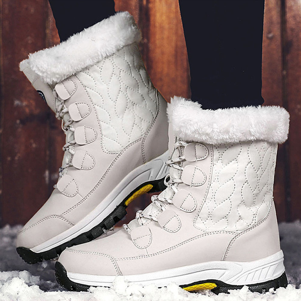 Winterverdickte und samtige High-Top-Schneestiefel für Damen