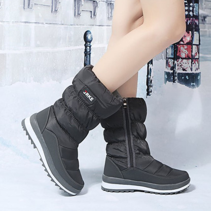 Damen-Schneestiefel mit dicker Sohle und mittelhohem Fleece aus Fleece