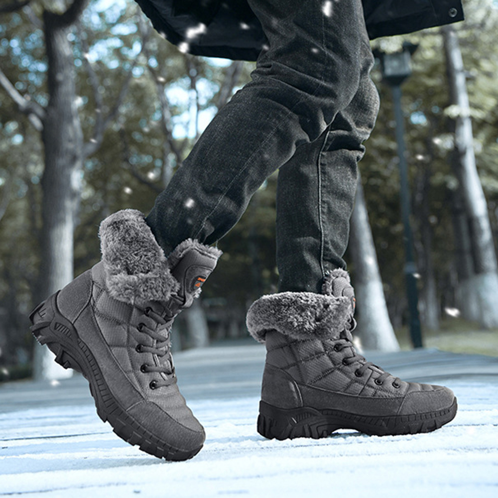 Lässige High-Top-Fleece-Baumwollstiefel für Herren