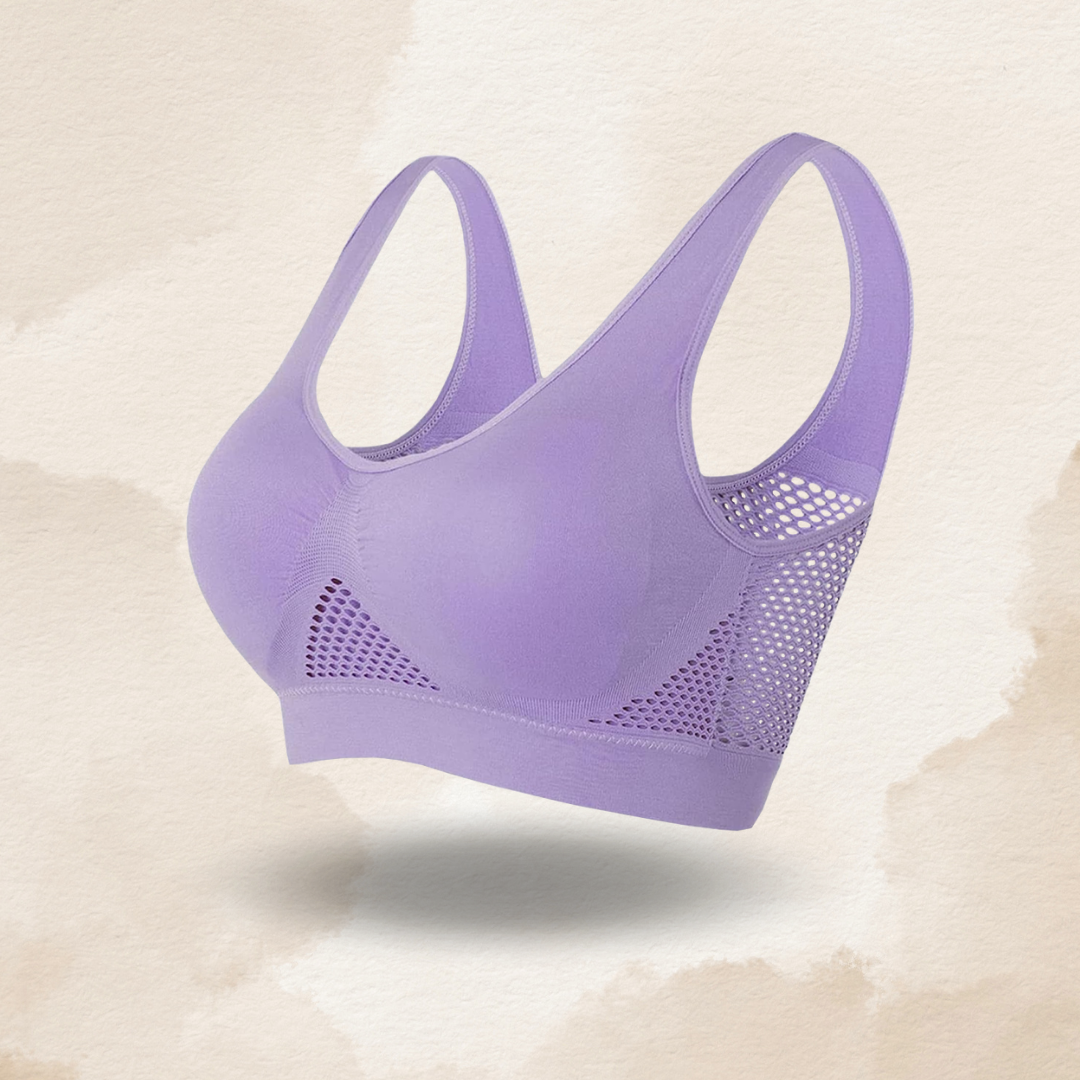 Nahtloser Kabelloser Atmungsaktiver Cool Liftup Air-Sport-BH aus Netzstoff in großer Größe für Damen
