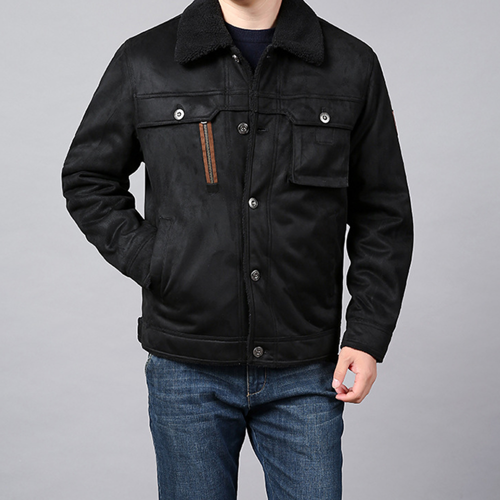  Herren-Winterjacke aus Plüsch-Wildleder