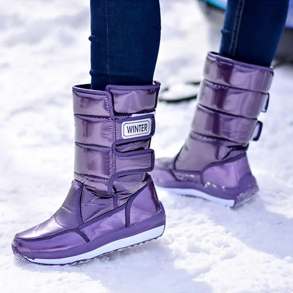 Winter neue Damen-Fleece verdickte warme Mid-Well-Stiefel