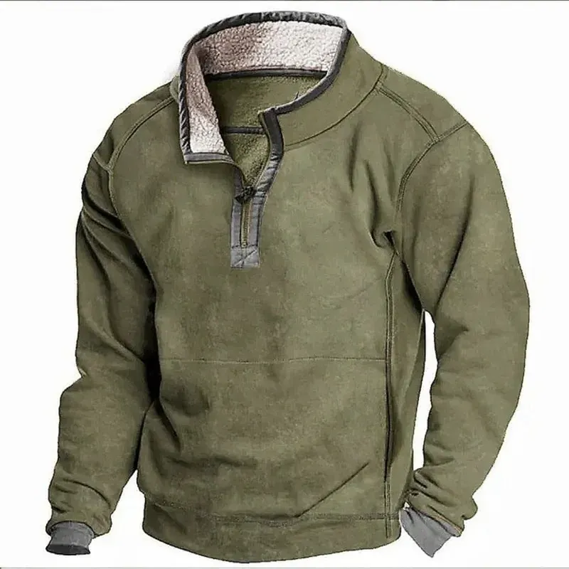 Lässiges Herren-Sweatshirt aus Kaschmir mit Stehkragen und Taschen