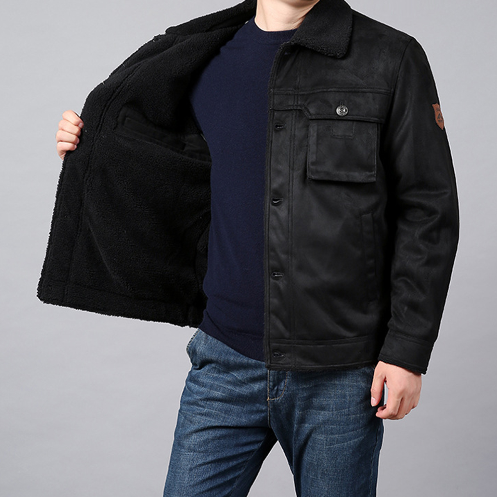  Herren-Winterjacke aus Plüsch-Wildleder