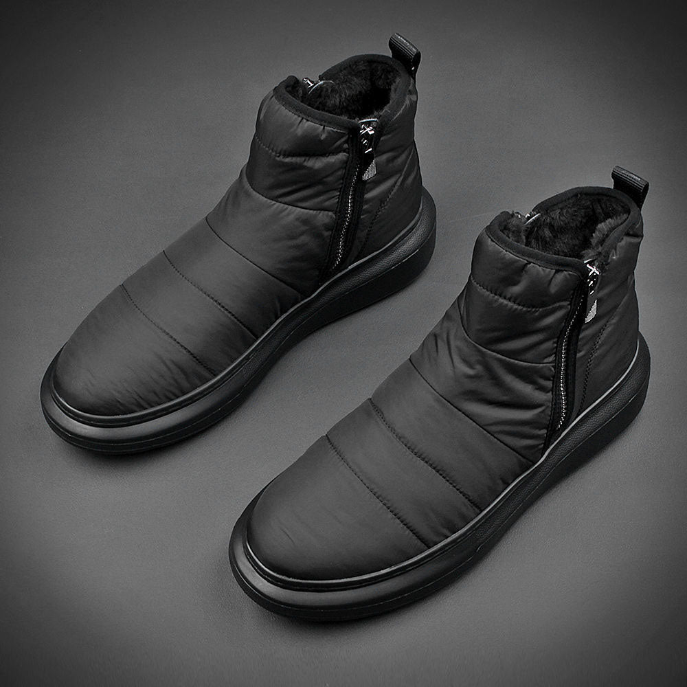 Winter-Herren-Fleece-Schneestiefel mit seitlichem Reißverschluss