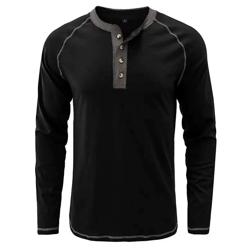 T-Shirt aus weichem Baumwollstoff mit Henley-Kragen
