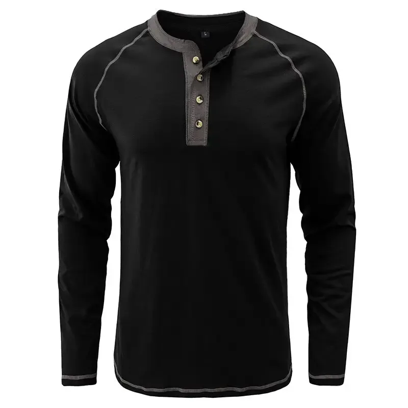 T-Shirt aus weichem Baumwollstoff mit Henley-Kragen