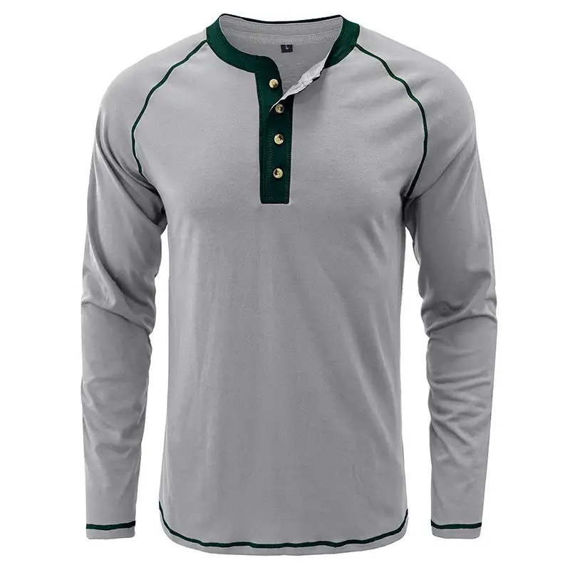 T-Shirt aus weichem Baumwollstoff mit Henley-Kragen
