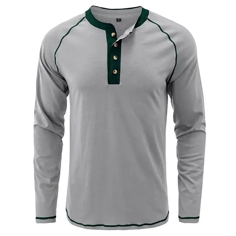 T-Shirt aus weichem Baumwollstoff mit Henley-Kragen