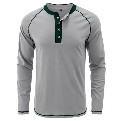 T-Shirt aus weichem Baumwollstoff mit Henley-Kragen