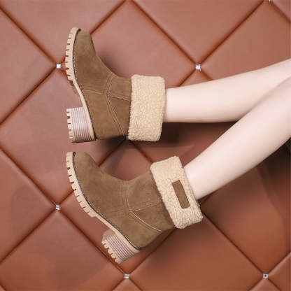 Neue trendige dicke, warme Martin-Stiefel mit runder Zehenpartie