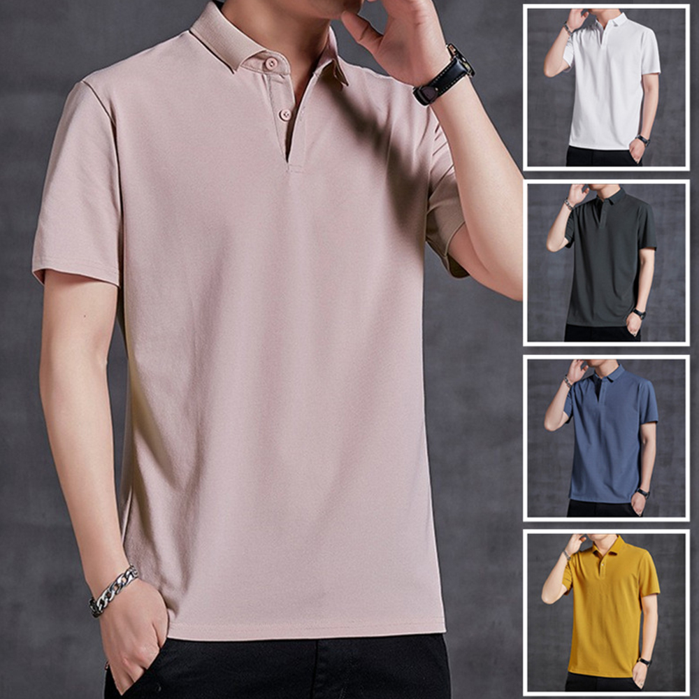 Therling™ POLO-Shirt für Herren, Revers, einfarbig, Business-Casual, kurze Ärmel