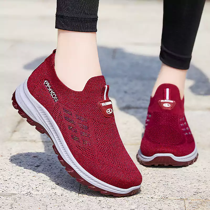  Gestrickte, atmungsaktive Slip-On-Sneaker für Damen
