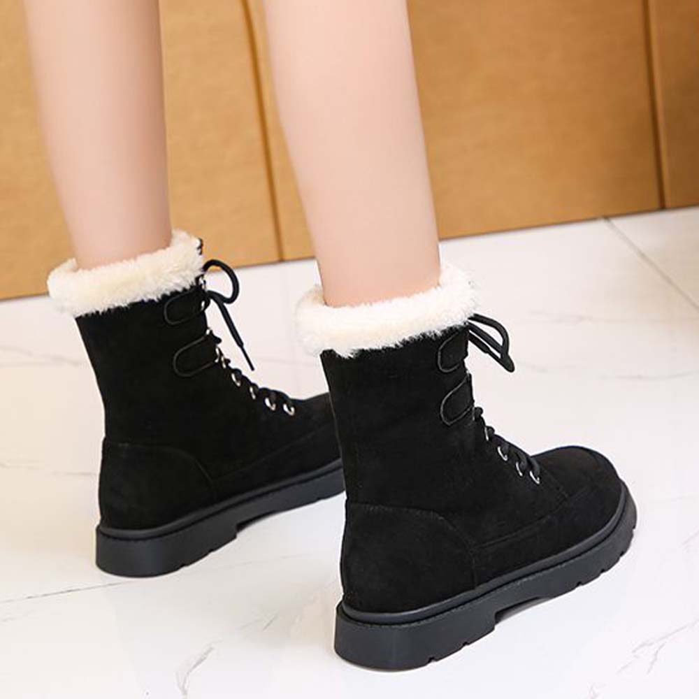 Neue warme und hoch geschnittene Fleece-Schneestiefel zum Schnüren