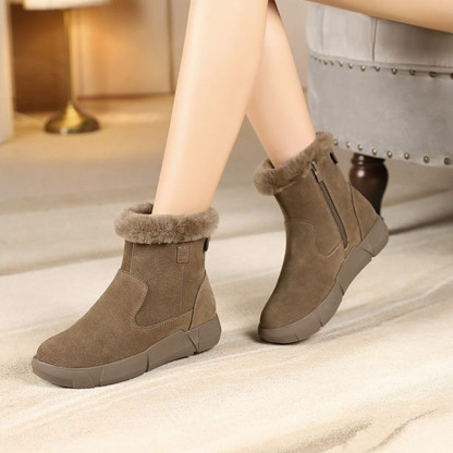 Damen-Schneestiefel mit verdicktem Reißverschluss aus Wintersamt