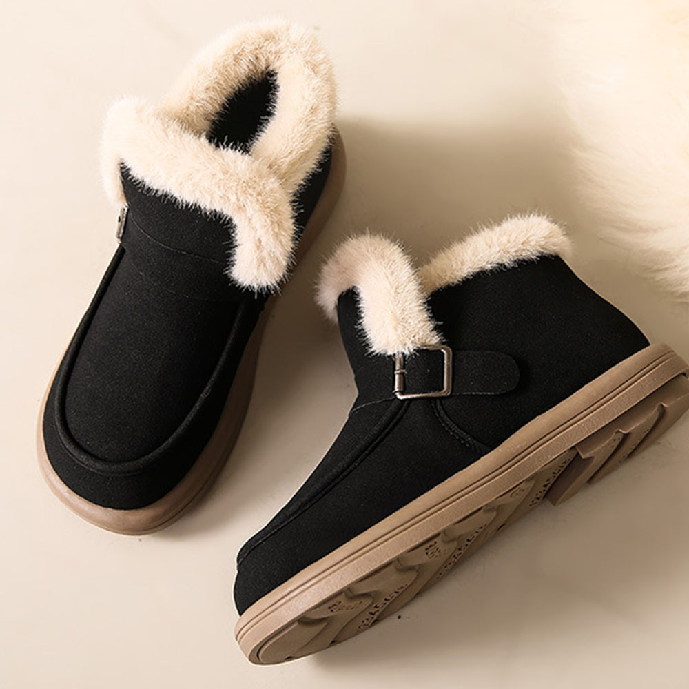 Wintersamt verdickte warme Slip-on-Damenstiefel