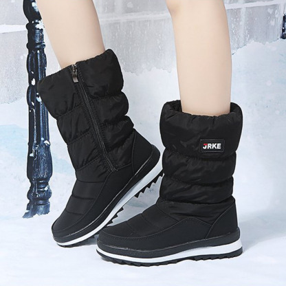 Damen-Schneestiefel mit dicker Sohle und mittelhohem Fleece aus Fleece