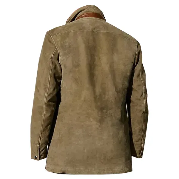 ⭐Frohes Neues Jahr 2024-Herrenjacke, Vintage-Fleece-Wildlederjacken, Herbst-Winter, Outdoor, Alltag, Blazer, doppellagig, Revers, Fell, Lederkragen, mittellange Jacken