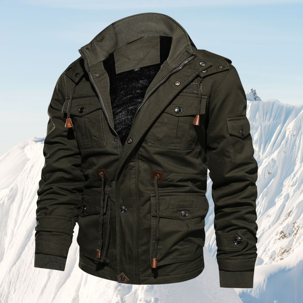  Neue Wolljacke mit mehreren Taschen für Herren