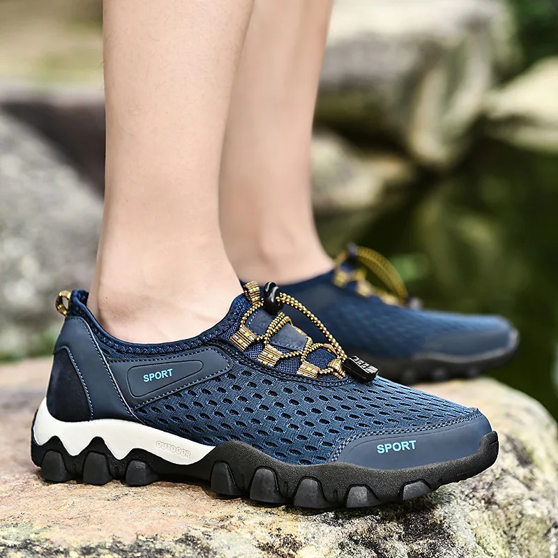 Atmungsaktive, rutschfeste Outdoor-Sneaker aus elastischem Mesh-Gewebe für Herren