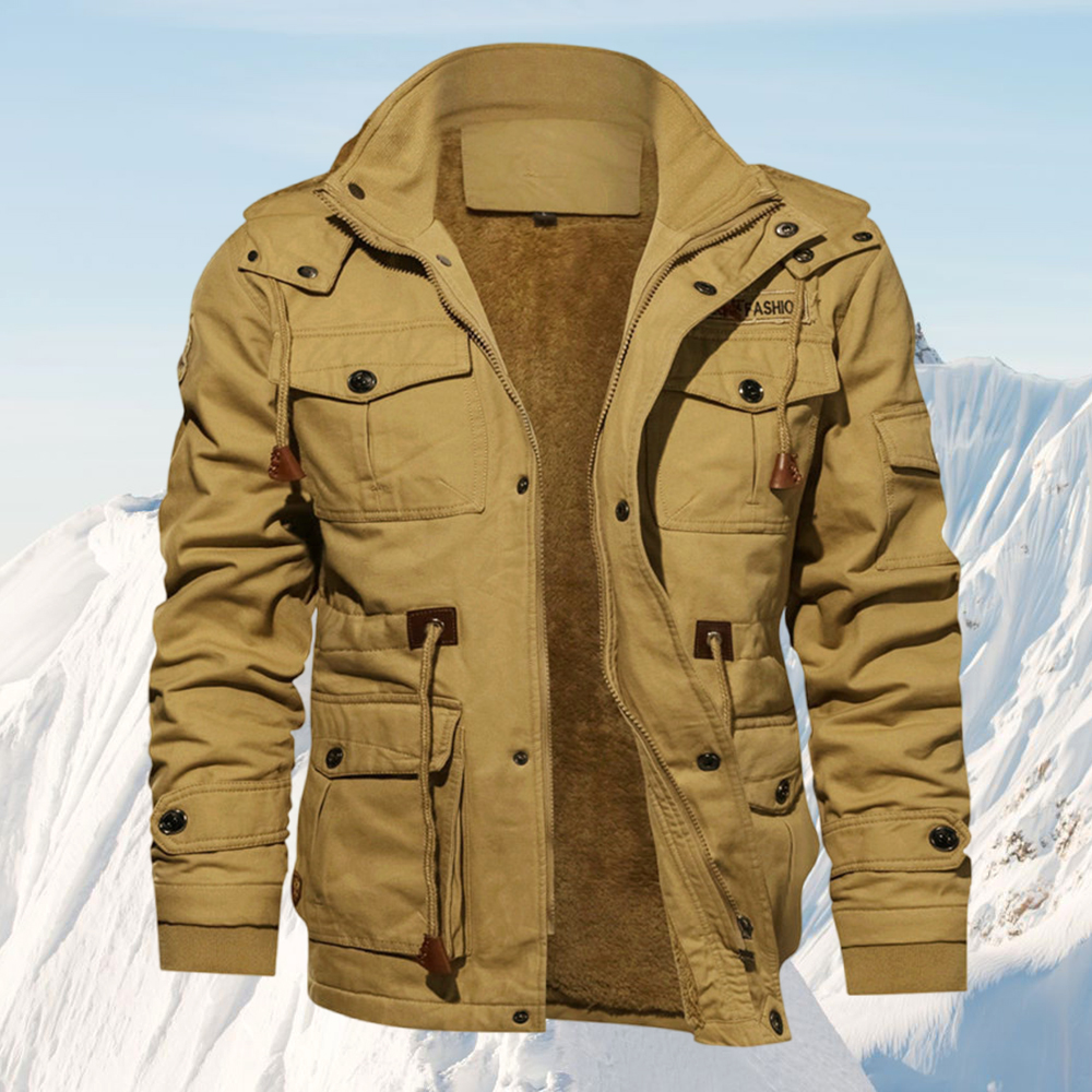  Neue Wolljacke mit mehreren Taschen für Herren
