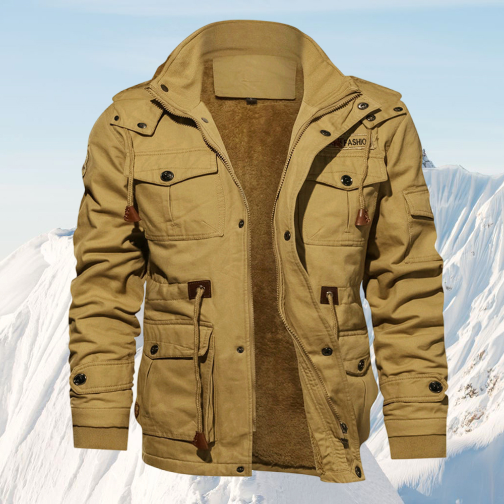  Neue Wolljacke mit mehreren Taschen für Herren