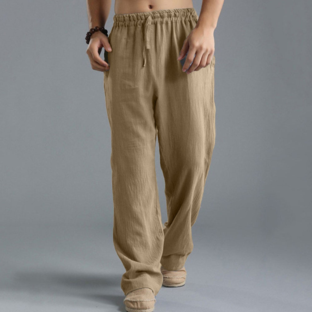 Herren-Sporthose, locker, lässig, Leinen, atmungsaktiv, für Herren